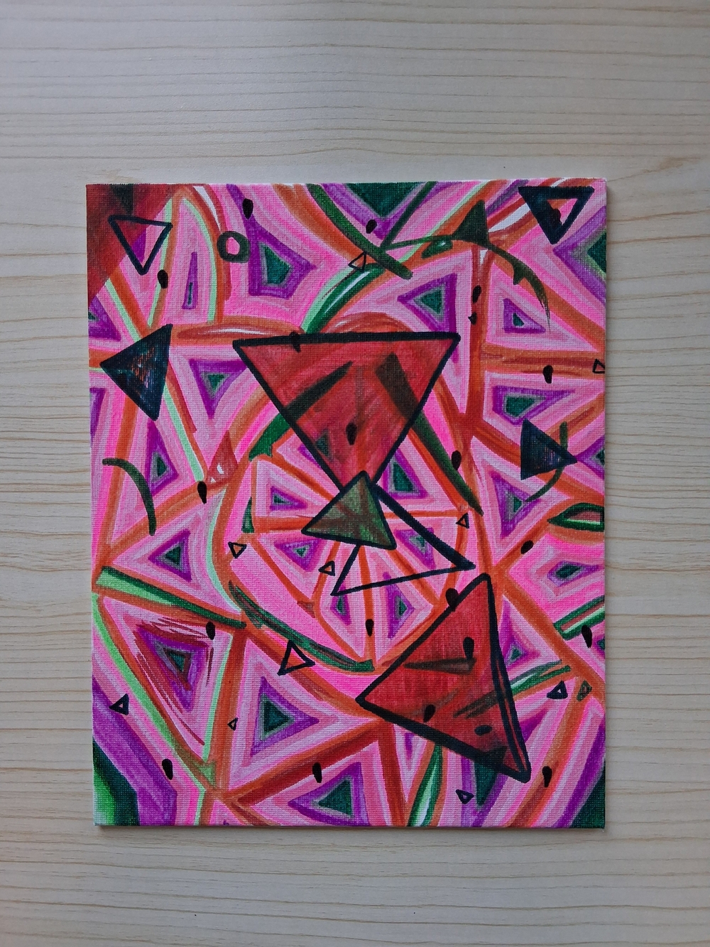 "Summer Watermelon": Geometric Abstract Canvas Art
